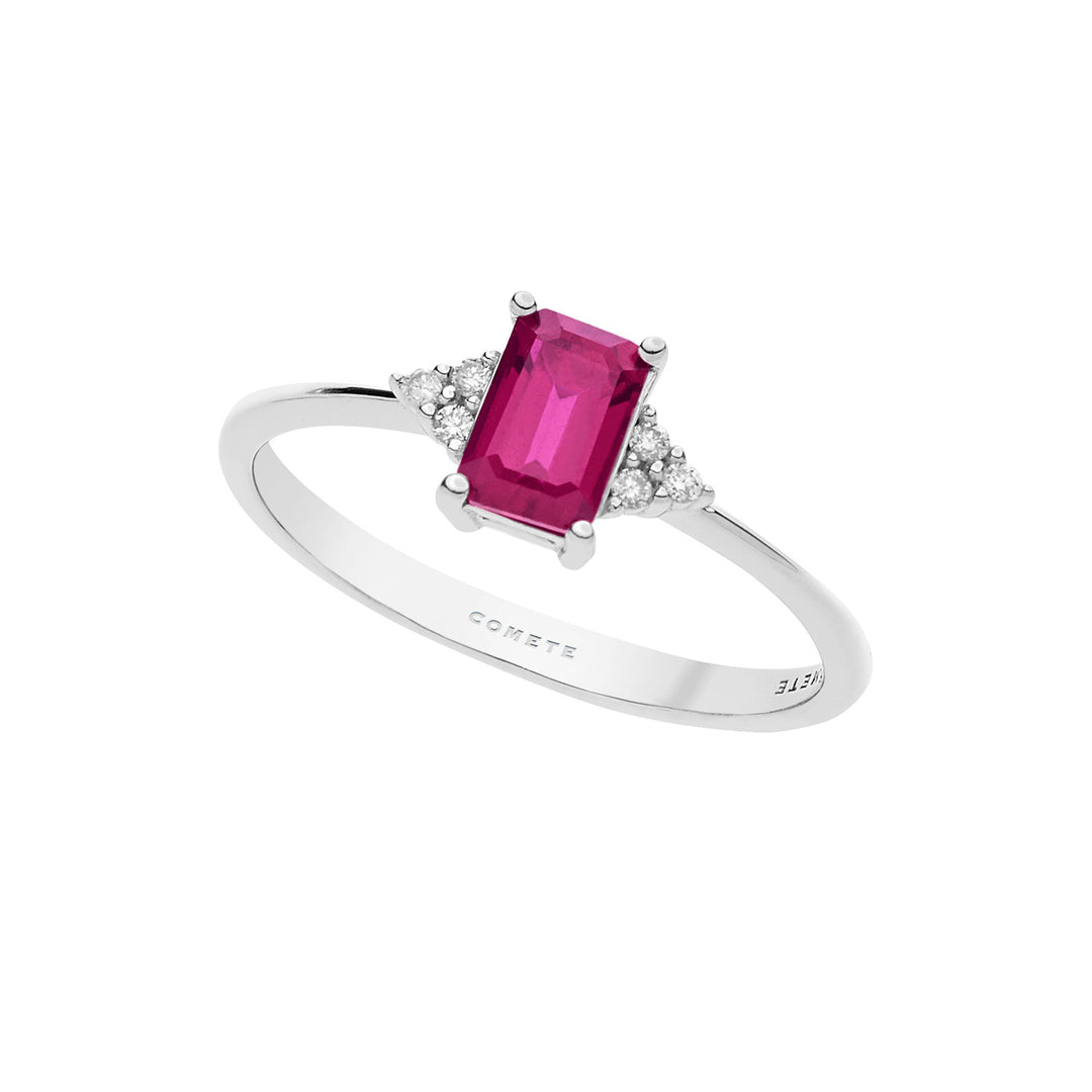 Comete-Goldring mit Diamanten und achteckigem Rubin ANB2357