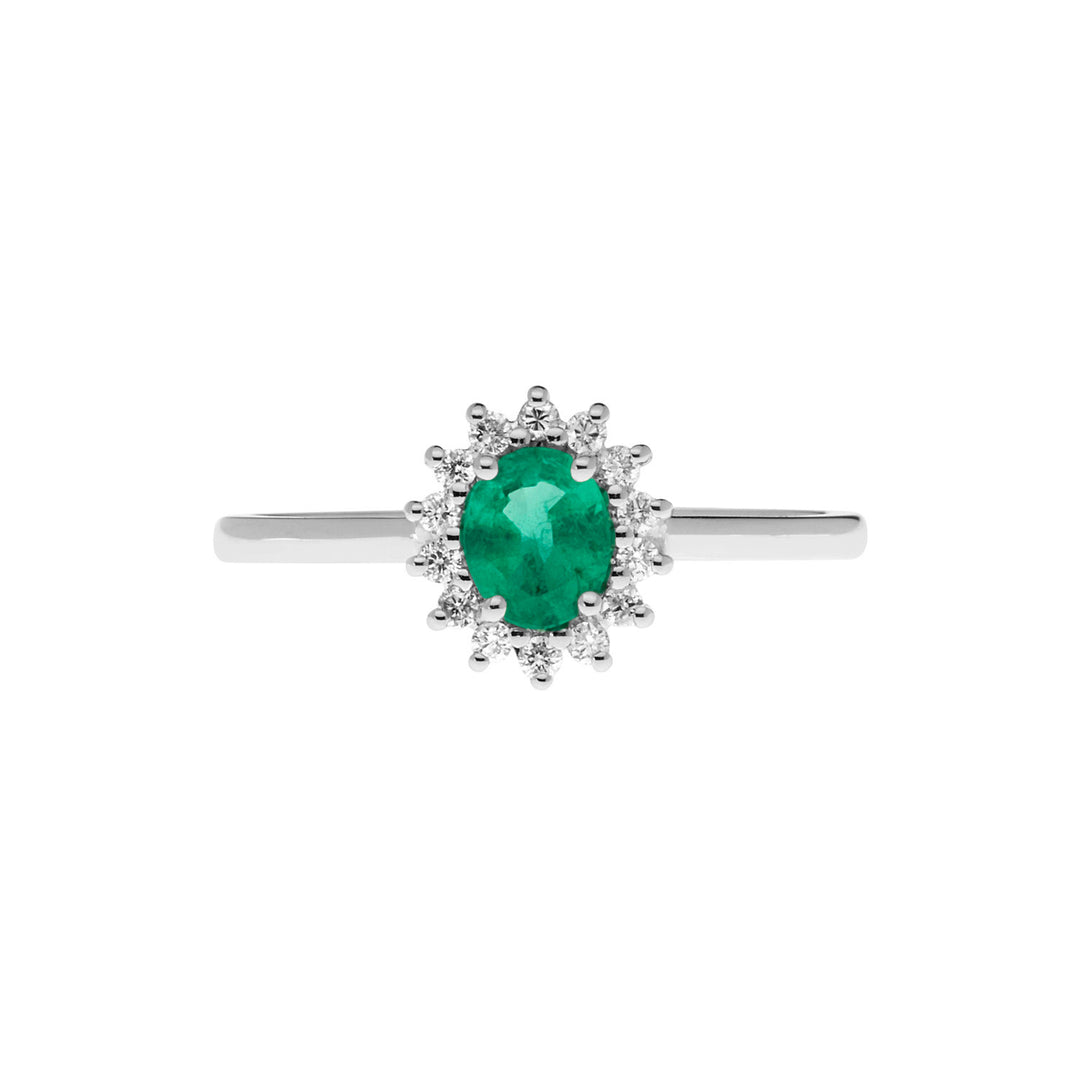 Comete Ring i guld, diamanter og oval smaragd ANB2574S3