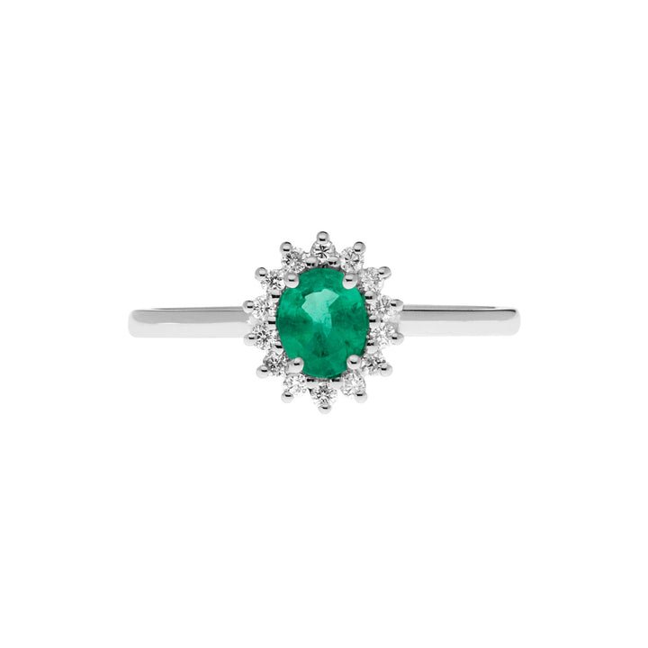 Comete Ring i guld, diamanter og oval smaragd ANB2574S3