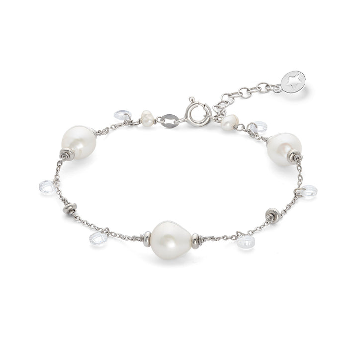 Pulsera Comete de plata 925 ‰ con perlas Acquadolce y cristales blancos BRA276