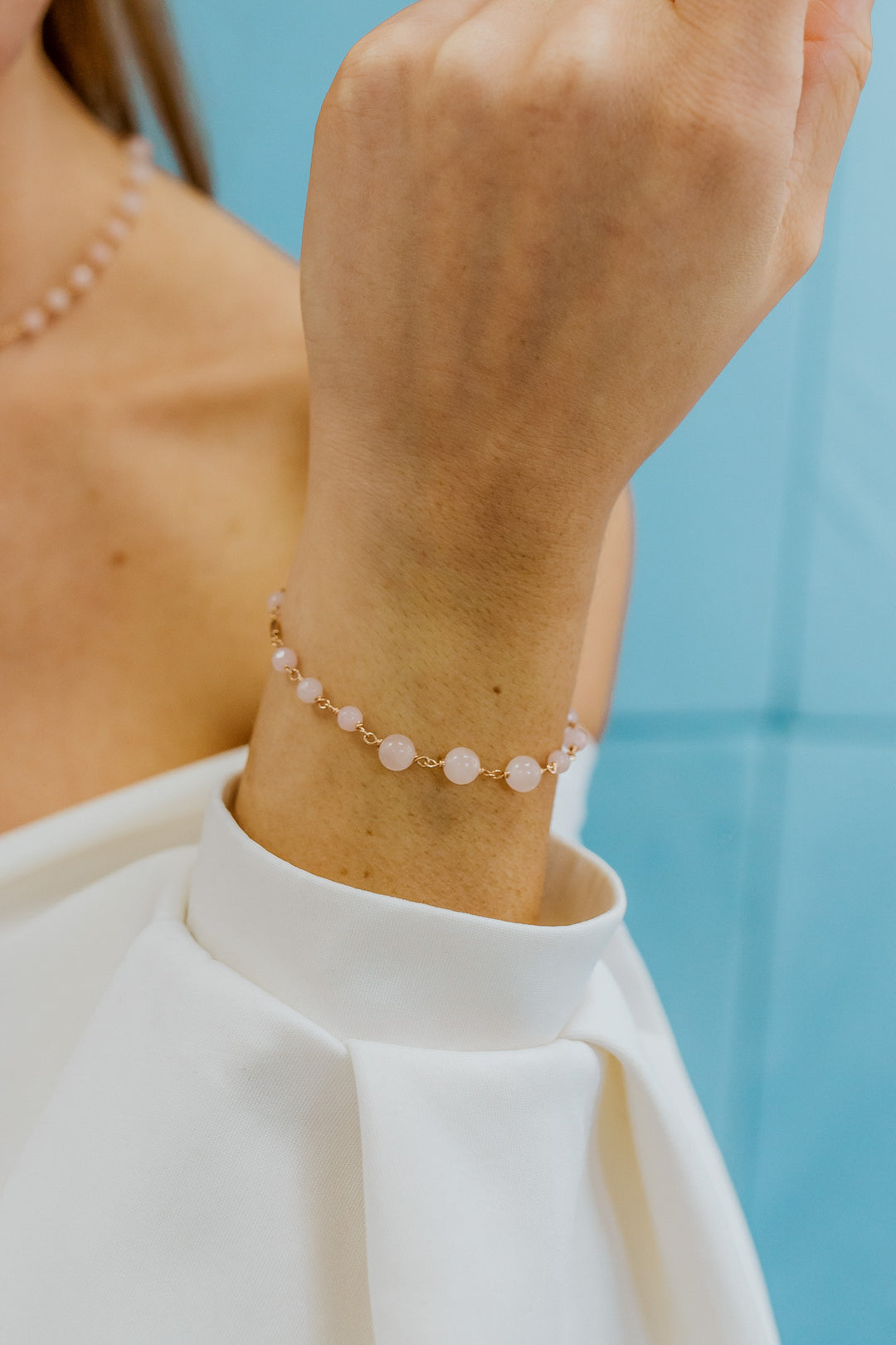 Náramek Comete 925‰ Stříbrný s Rose Quartzem a barevným Jade BRA277