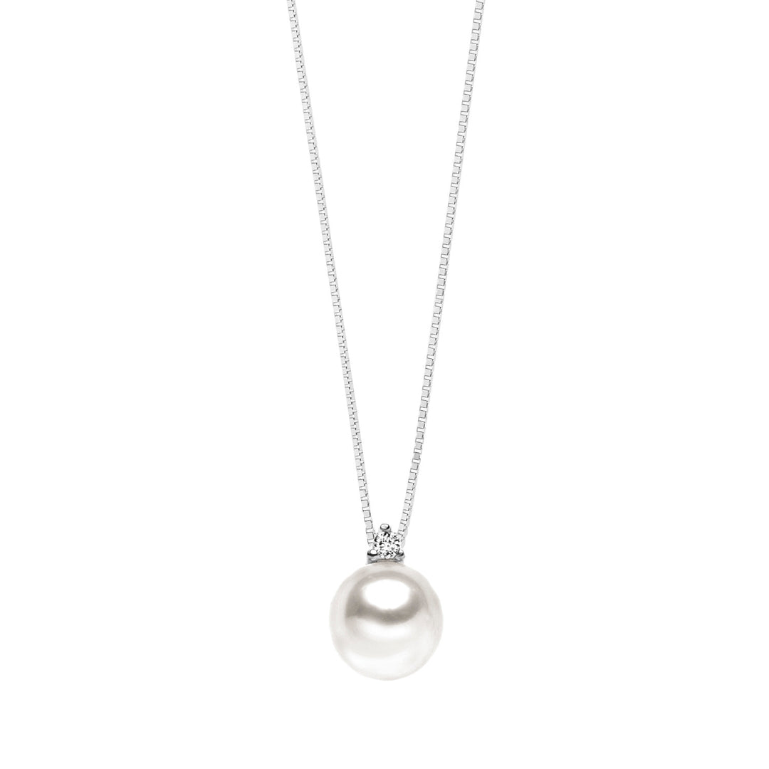 Comete Collana Punto luce Perla in Oro e Diamante GLP585