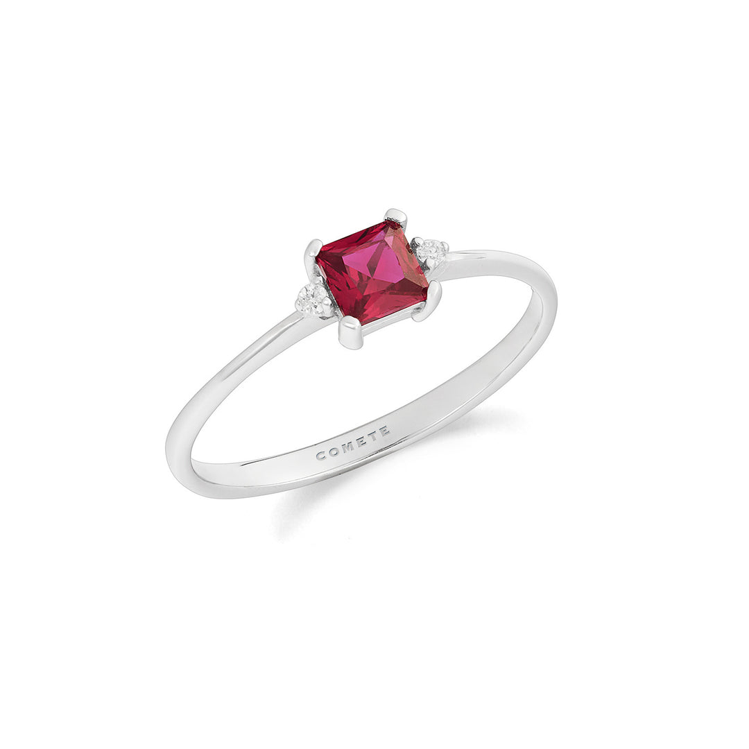 Comete Ring i hvidguld med diamanter og rubiner ANB2707