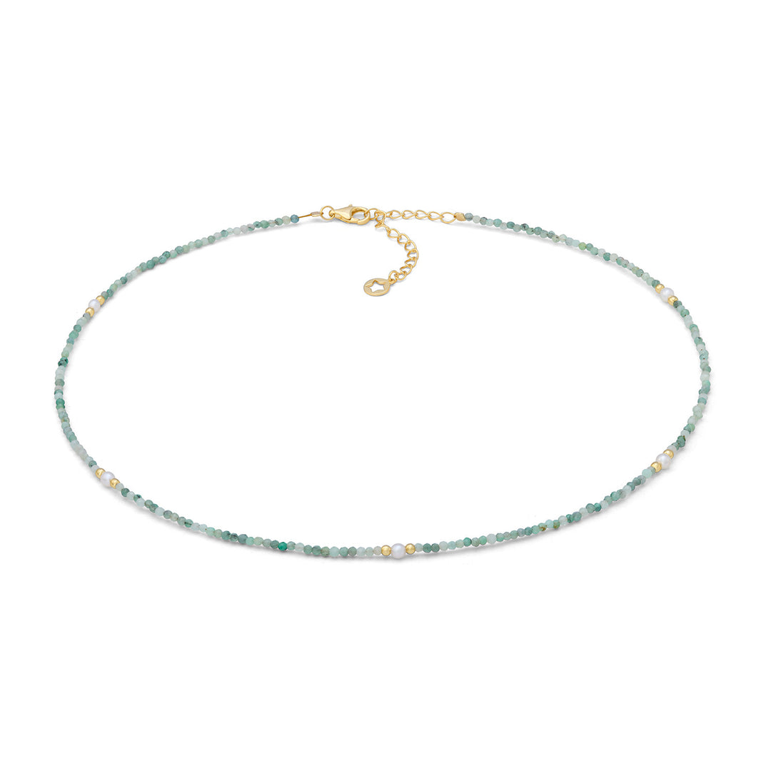Comete Girocollo in argento 925‰ con radice di smeraldo e perle GLA290