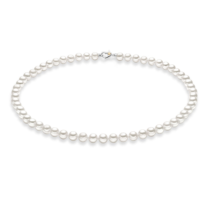 Comete Strand of Freshwater Pearls i sølv og stjerne i gult guld 50 cm FWQ31050