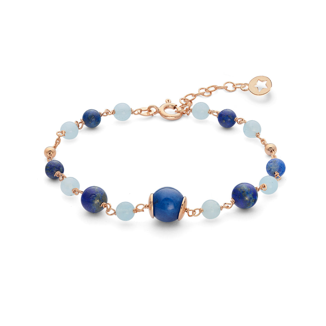 Pulsera Comete Plata 925 ‰ con aguamarina, lapislázuli y cuarzo coloreado BRA269