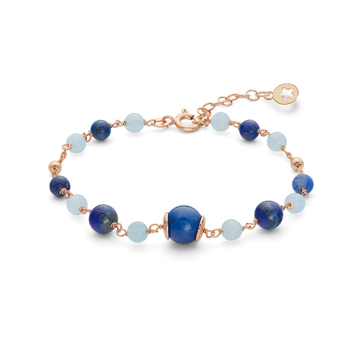 Pulsera Comete Plata 925 ‰ con aguamarina, lapislázuli y cuarzo coloreado BRA269