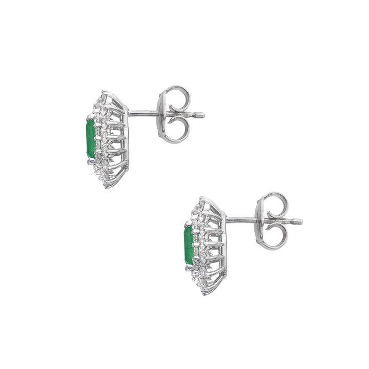 Pendientes Comete Oro blanco, diamantes y esmeralda octogonal ORB1108