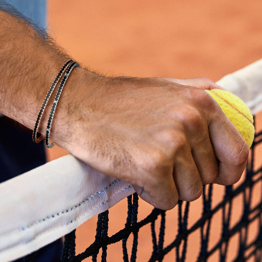 Comete Tennis i 925‰ rosé sølv og sorte zirkoner UBR991M20