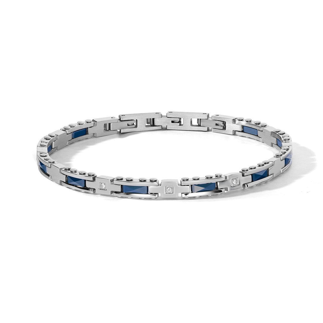 Comete Armbånd i stål, blå keramik og hvide zirkoner UBR1306