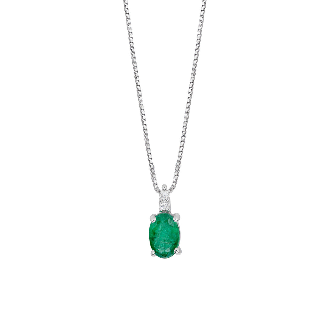 Comete ketting goud en witte diamanten, ovale smaragd GLB1658S3