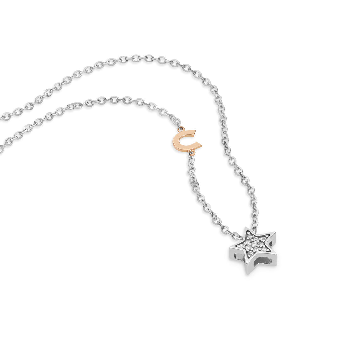 Comete Girocollo in Oro bianco e rosè con i Diamanti GLB1446
