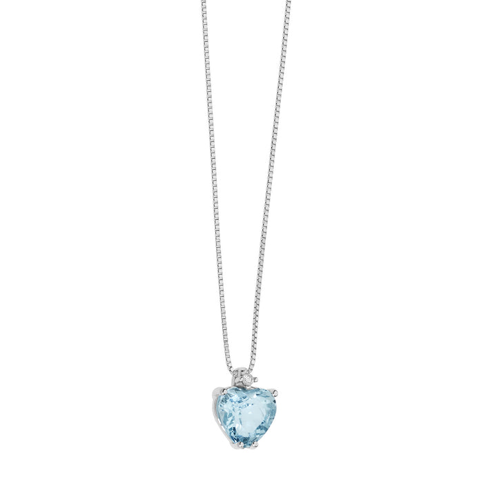 Náhrdelník Comete Gold Diamond a Aquamarine Heart Náhrdelník GLQ272