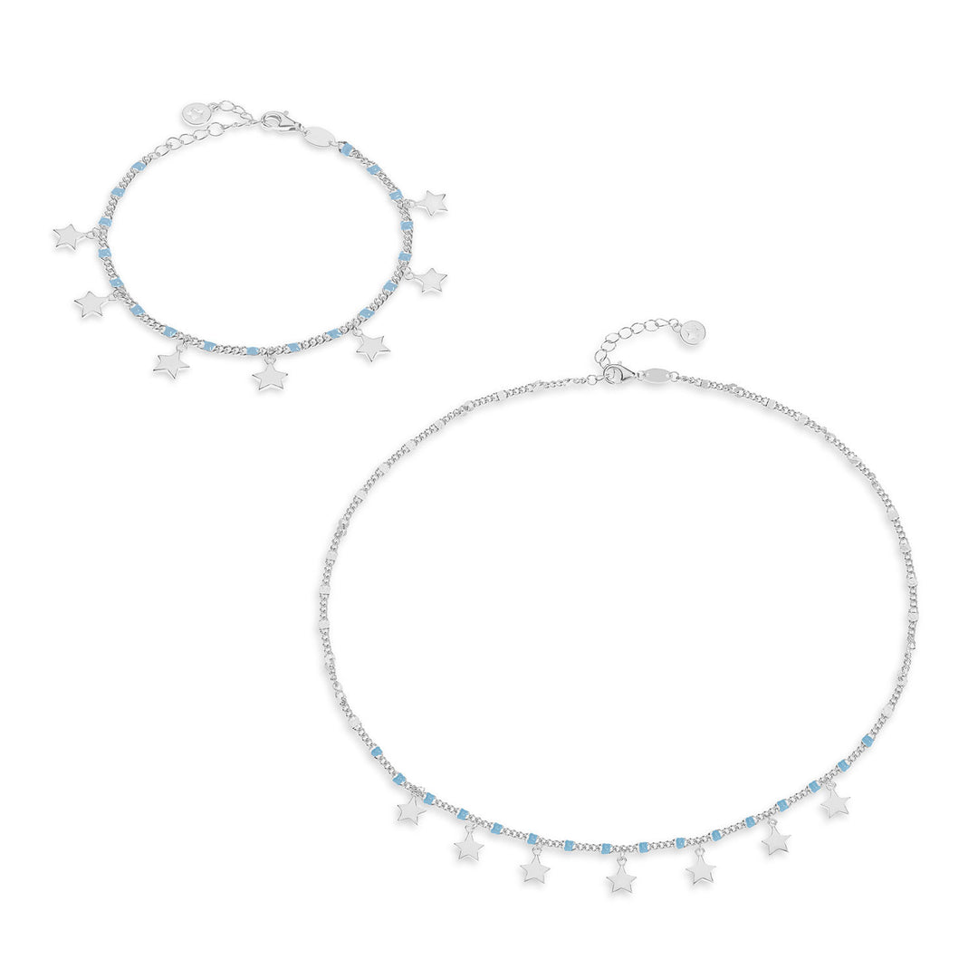 Comete-Halskette und Armband aus silberblauem Emaille-Stern, Talisman KIT252247