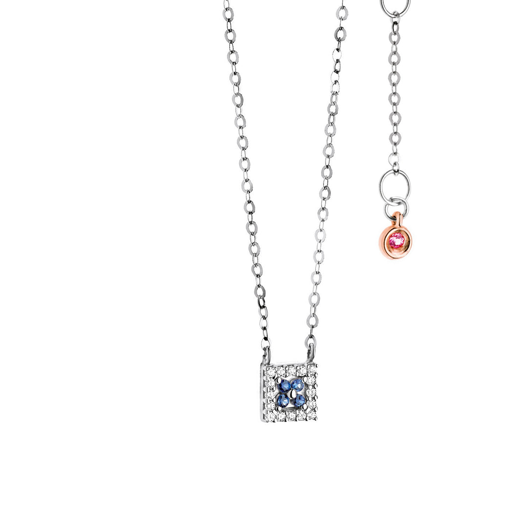 Comete ketting in wit goud met diamanten en saffieren GLB961
