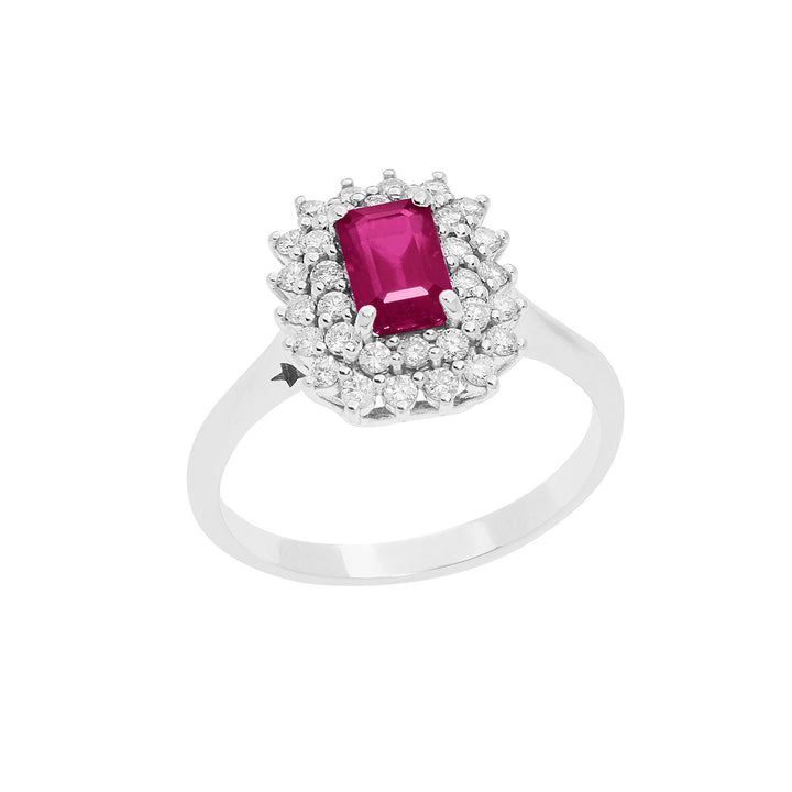 Comete Goldring mit Diamanten und achteckigem Rubin ANB2624