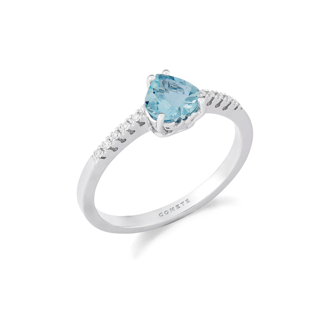 Comete Aquamarin-Herzring aus Gold und weißen Diamanten ANQ354