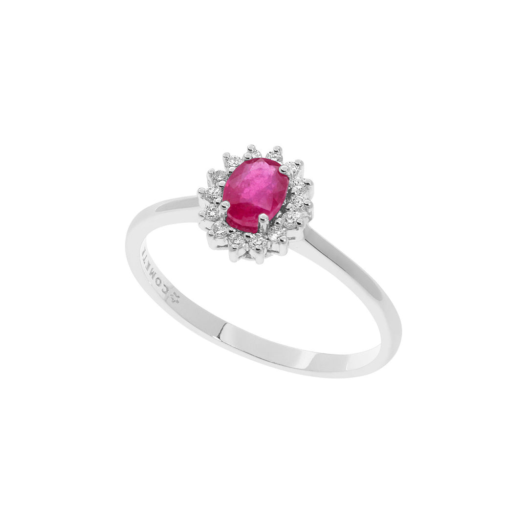 Comete Ring i guld, diamanter og oval rubin ANB 2573