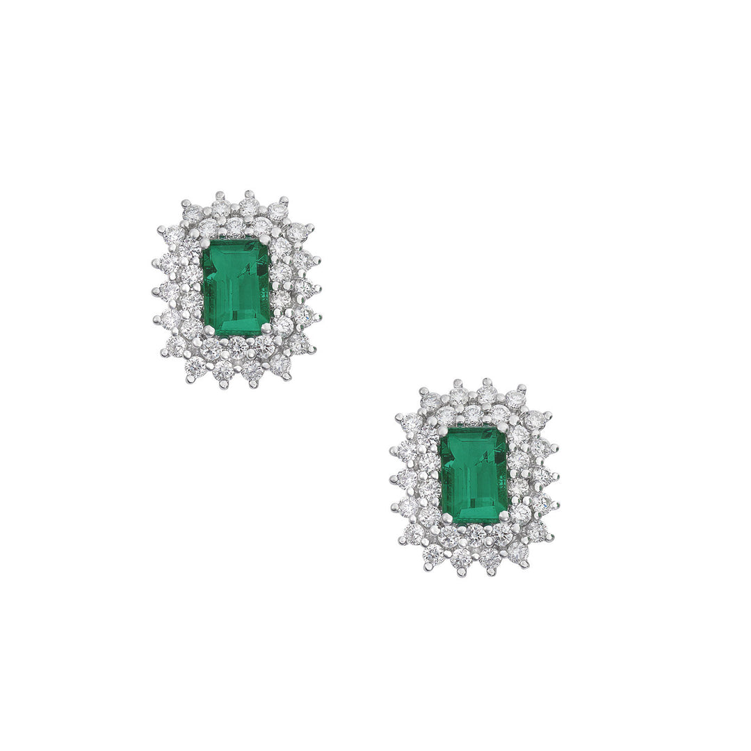 Pendientes Comete Oro blanco, diamantes y esmeralda octogonal ORB1108