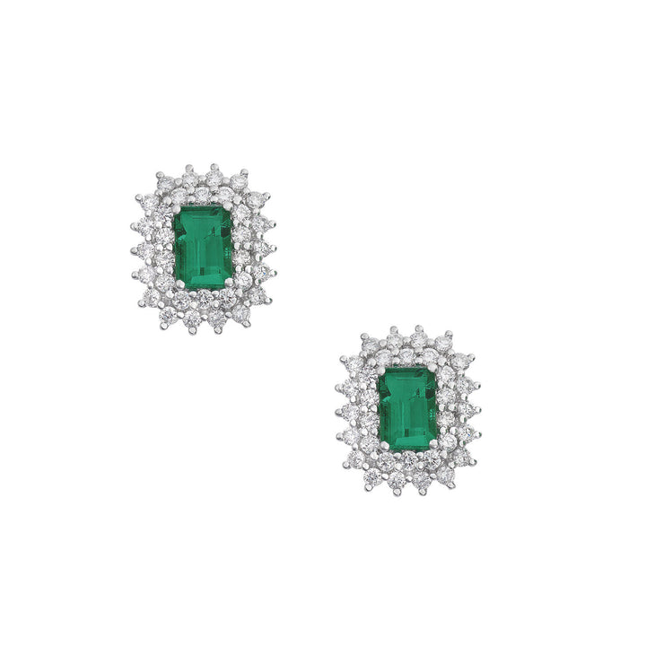 Pendientes Comete Oro blanco, diamantes y esmeralda octogonal ORB1108