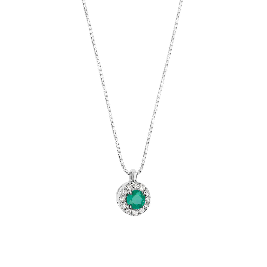Comete Collana in Oro Diamanti e Smeraldo tondo GLB1674