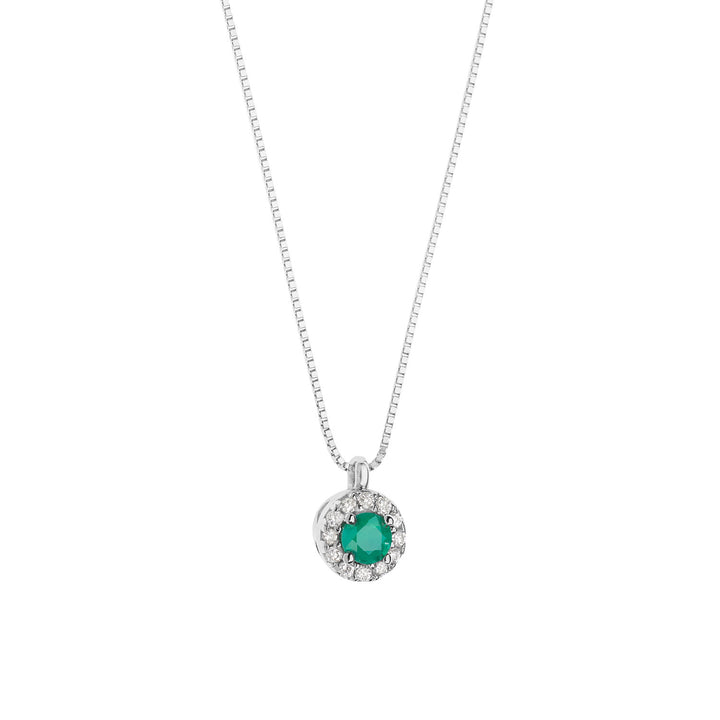 Comete Collana in Oro Diamanti e Smeraldo tondo GLB1674