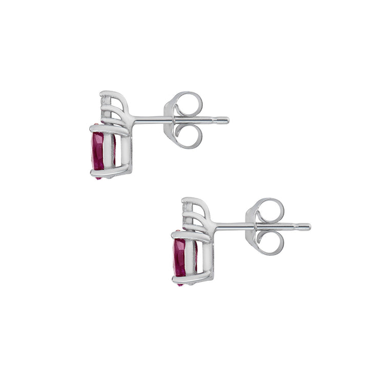 Comete Earrings in Gold and White Diamonds, Oval Ruby ORB1104