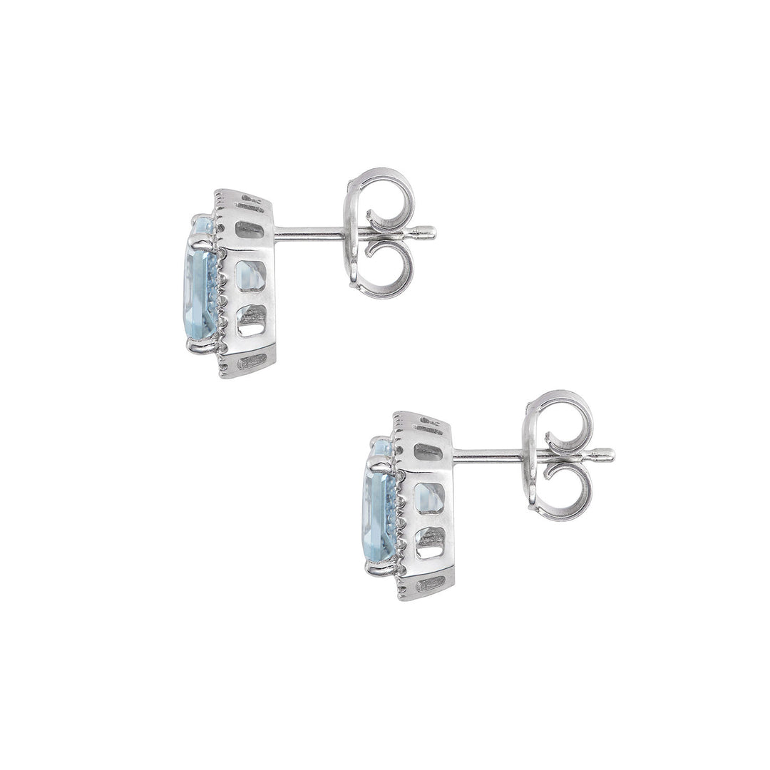Pendientes Comete en oro blanco y diamantes aguamarina octogonales ORQ269