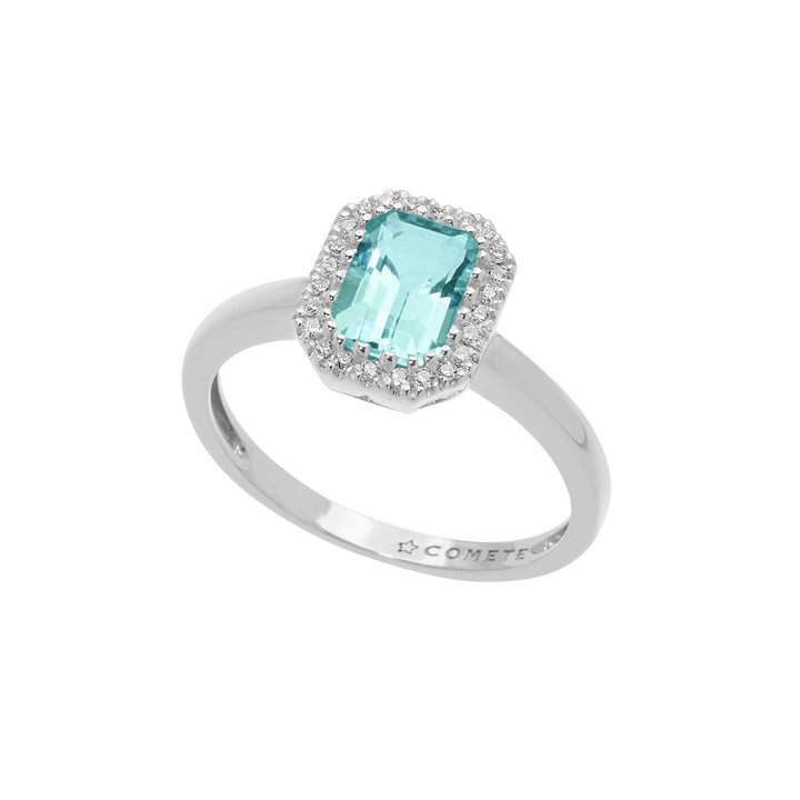 Comete Anello in Oro Diamanti e Acquamarina Ottagonale ANQ311