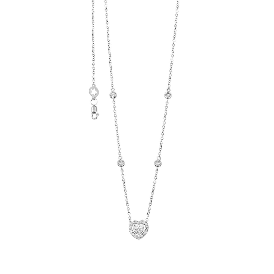 Collar Comete con corazón en oro 750‰ y diamantes blancos GLB1719