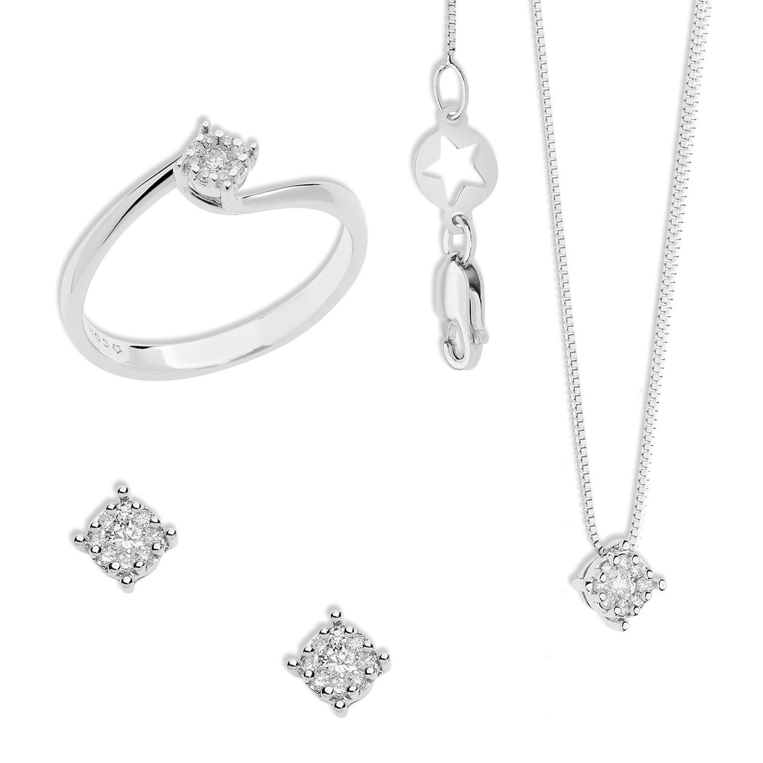 Comete Anello, Collana e Orecchini in Oro Rose di Diamanti KIT160826451062