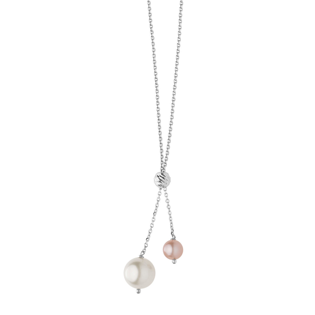 Collar Comete en oro blanco con perlas cultivadas GLP501