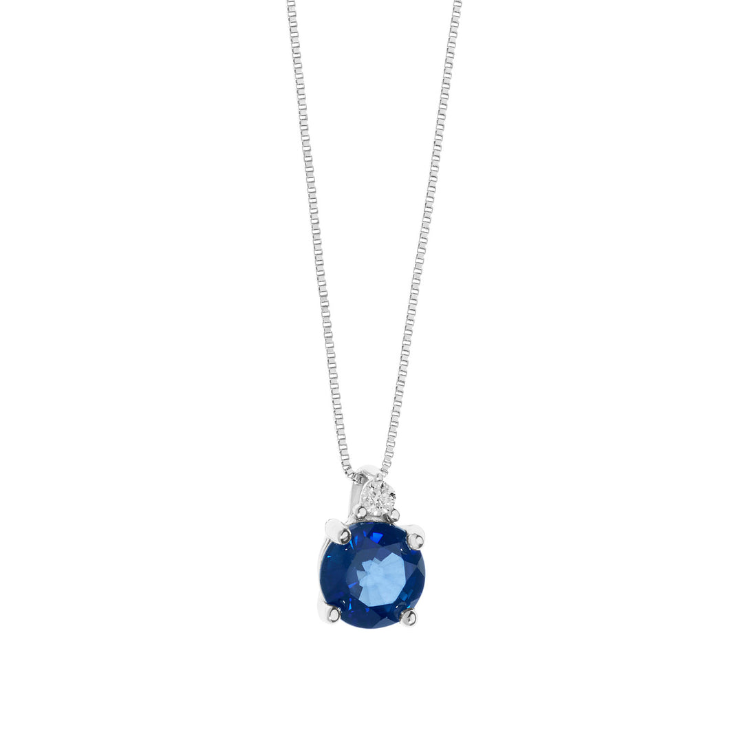 Comete Girocollo in Oro Diamanti e Zaffiro blu tondo GLB1501