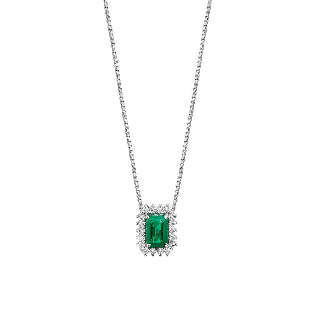 Collar Comete en oro 750‰, diamantes blancos y esmeralda octogonal GLB1665