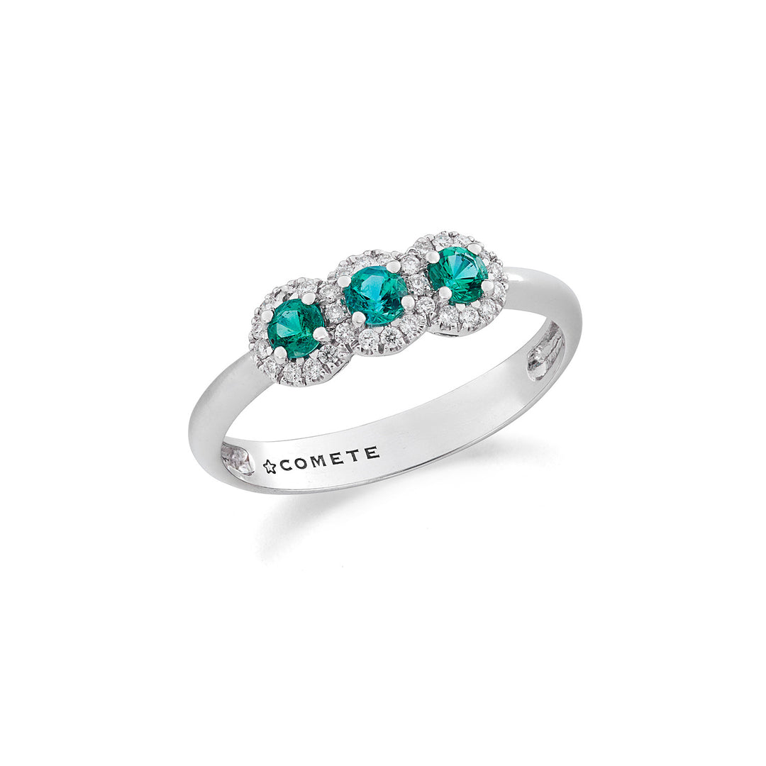 Comete Trilogy Ring med smaragd i gull og hvite diamanter ANB2729