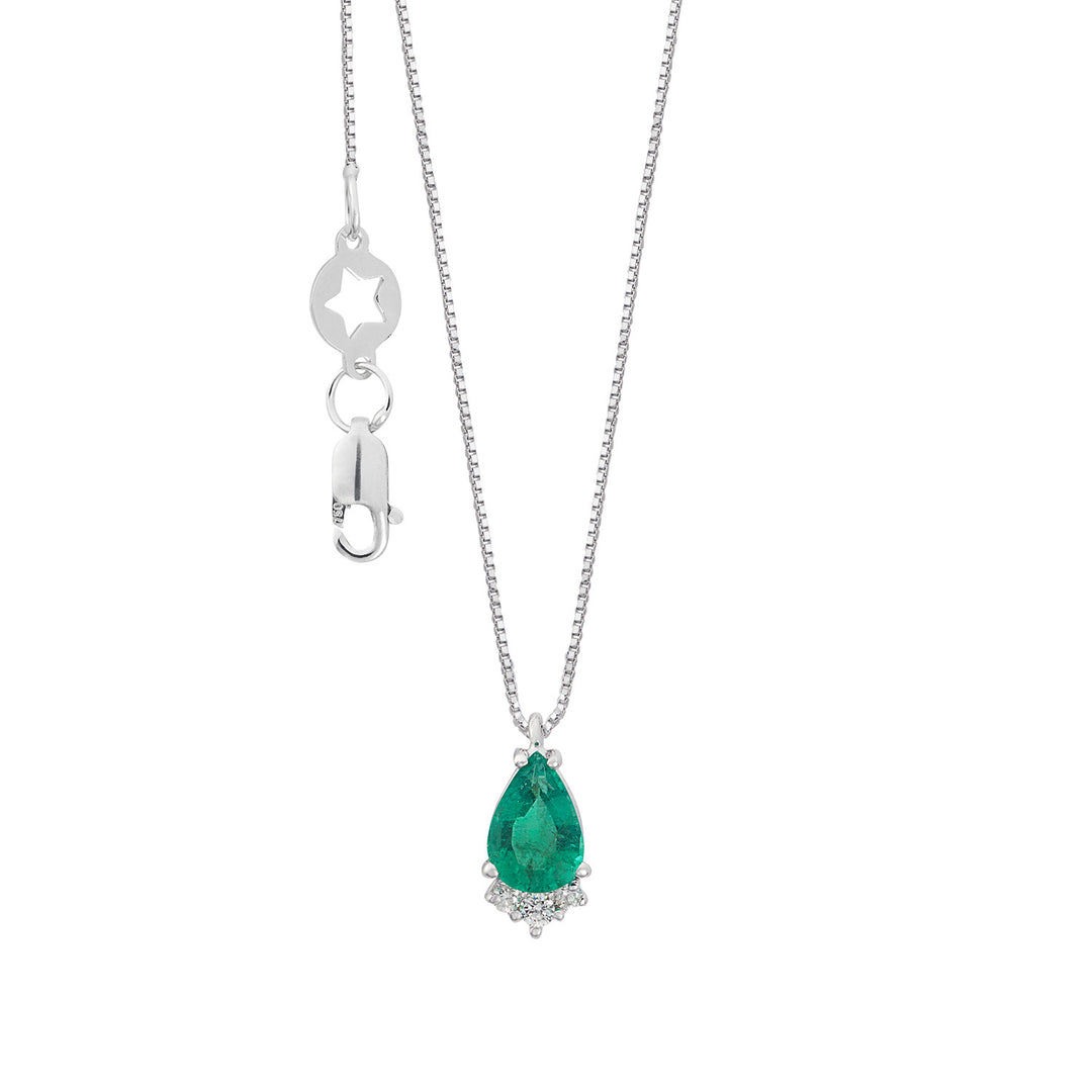 Comete ketting 750‰ goud, diamanten en smaragd druppel GLB1699
