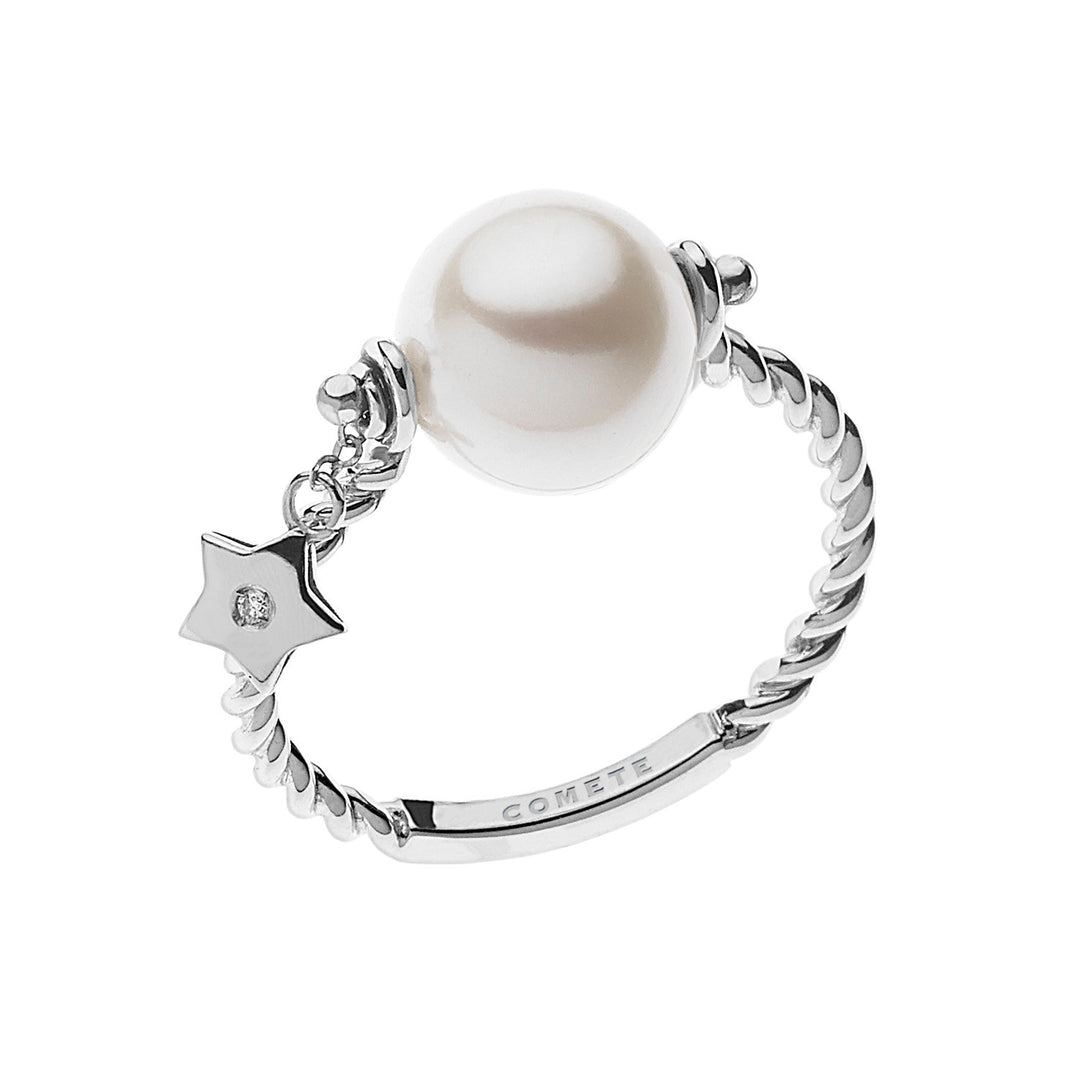 Comete Pearl Ring i vitguld ANP359