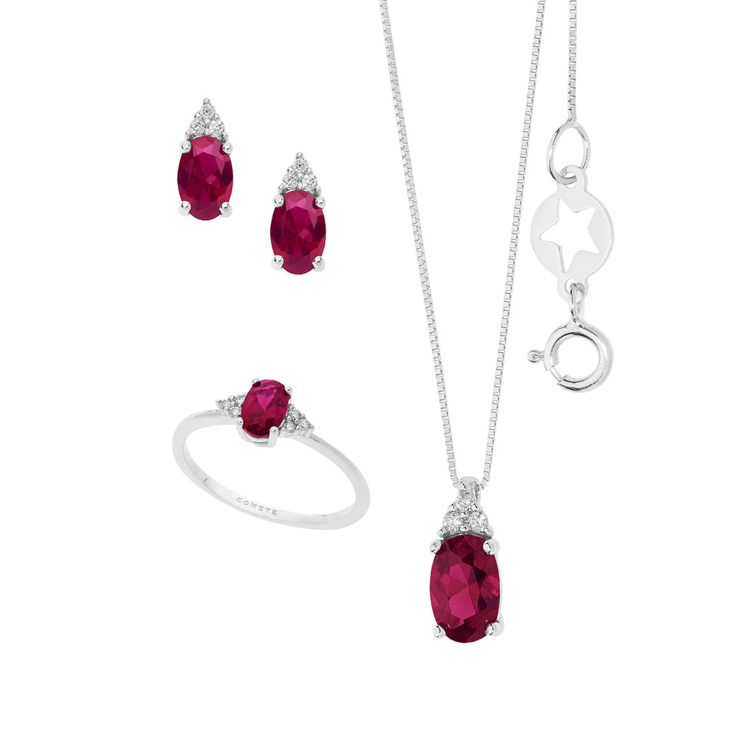 Kometa náhrdelník, prsten a náušnice Zlaté diamanty a oválný rubín KIT161626531070