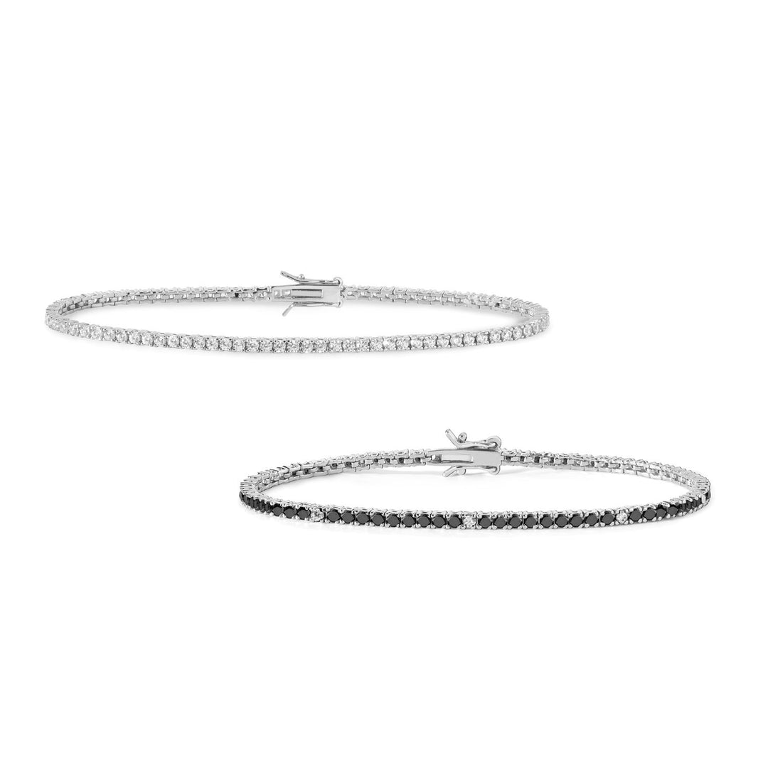 Comete Tennis in Argento e cristalli bianchi e neri BRA175M17176M17