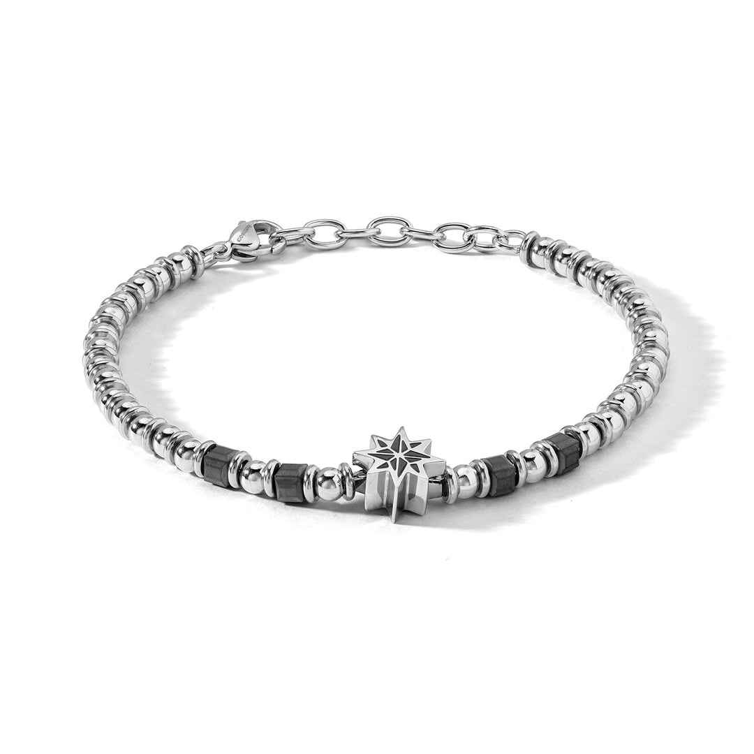 Pulseira Comete Compass Rose em Aço e Hematita Cinza UBR1265