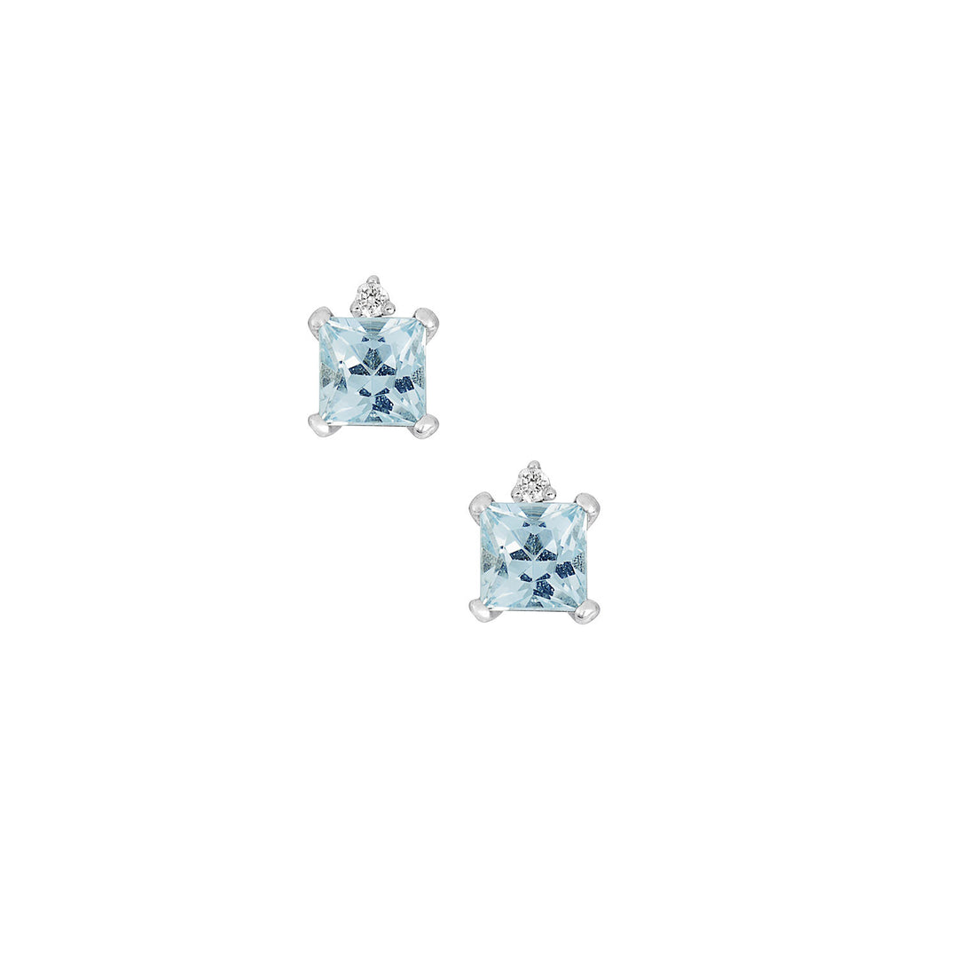 Pendientes Comete de oro blanco con diamantes y aguamarina carrè ORQ276