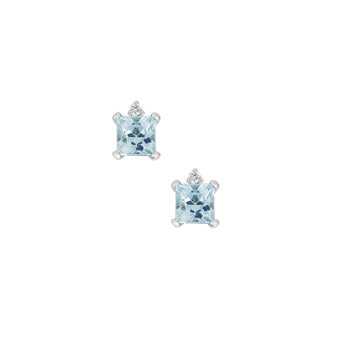 Pendientes Comete de oro blanco con diamantes y aguamarina carrè ORQ276