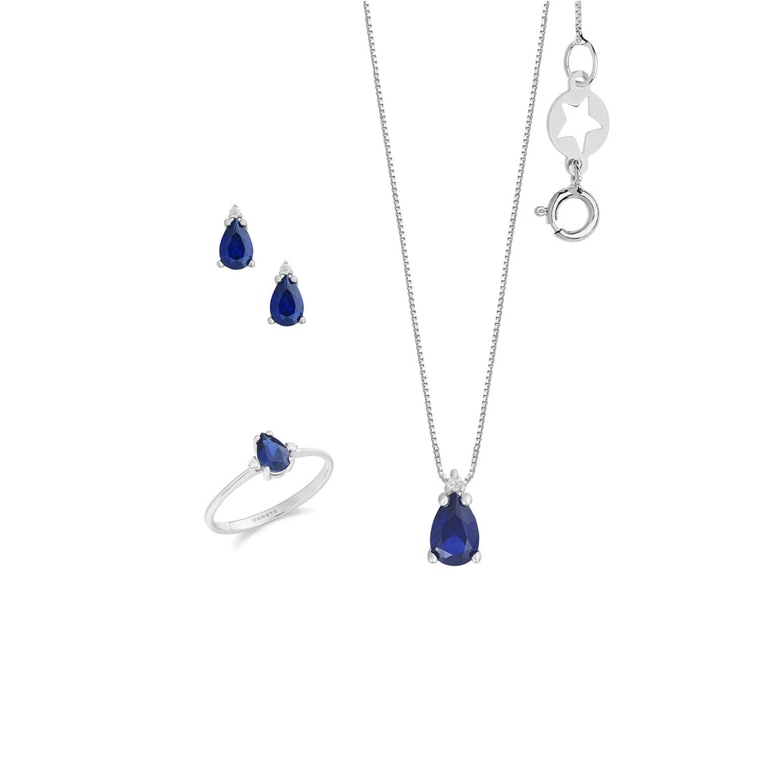 Comete Choker, øreringe og ring i 750 ‰ guld, diamanter og safir drop KIT168227091126
