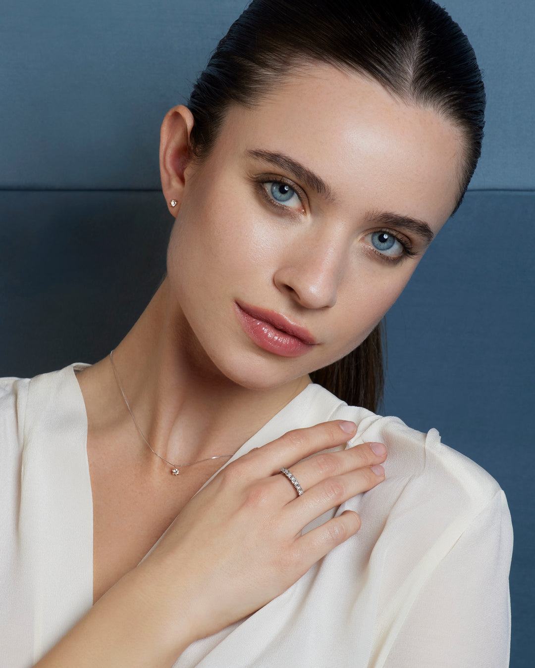 Comete-ring in 750‰ witgoud en witte diamanten ANB2685M13
