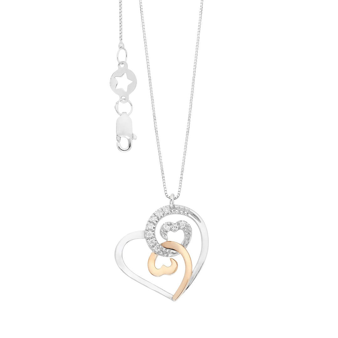 Collar Comete Heart en oro blanco y rosa de 750 ‰ y diamantes blancos GLB1707