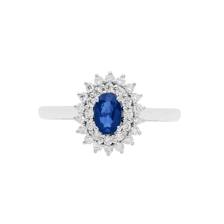 Comete Anello in Oro Diamanti e Zaffiro blu ovale ANB2621