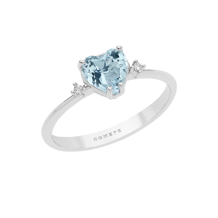Comete Anello in Oro Diamante e Acquamarina Cuore ANQ300