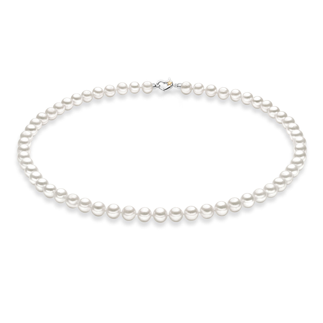 Comete Girocollo Filo Perle Acquadolce in Argento e Stella in Oro giallo FWQ310