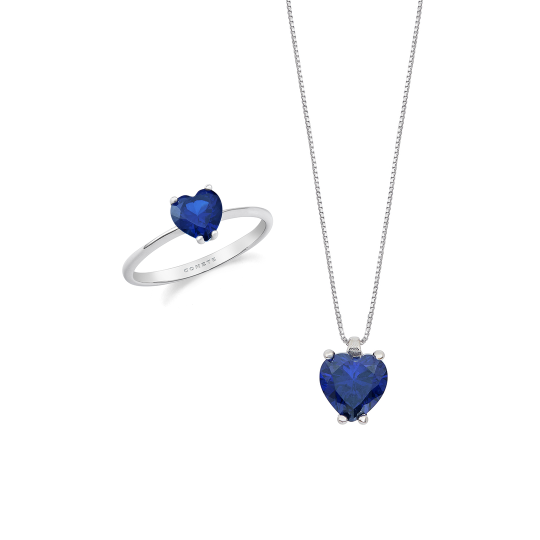Comete Collana e anello in Oro 750‰ e Zaffiro blu cuore KIT16592689