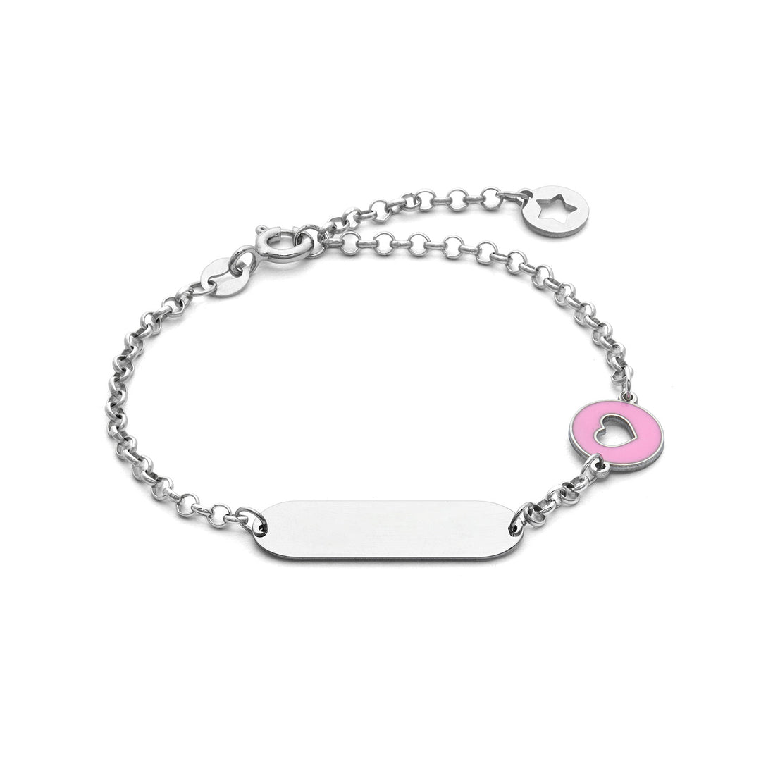 Pulsera Comete de Plata con Corazón Rosa BRA256